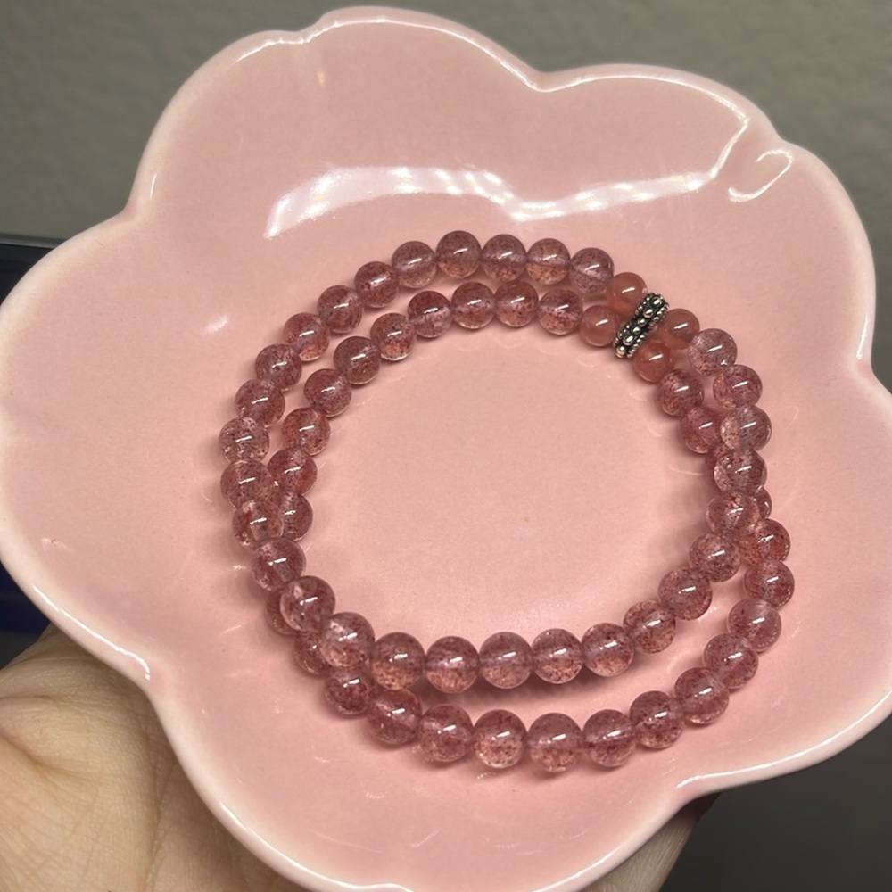 Strawberry Quartz Beaded Bracelet